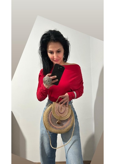 Hasır Çanta, Silindir Çanta, Tasarım Çanta,çok Renkli Hasır El Çantası Hasır