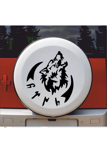 Kurt Ve Göktürkçe Türk Yazısı Gökbörü Sticker - Araba Oto Motosiklet Karavan Pickup Sticker 00758 30x26 Cm