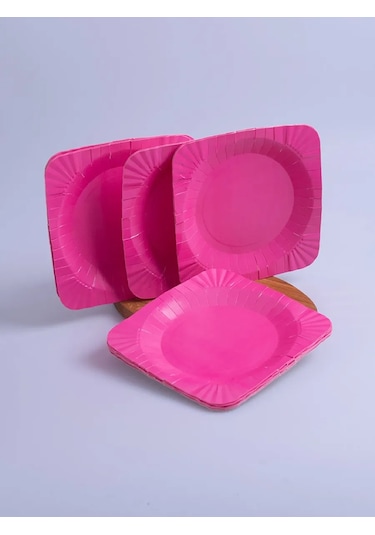 Laren Kağıt Tek Kullanımlık Tabaklar 100 Adet 412253349 Pembe