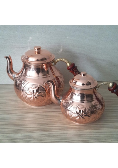 Yıldız İşlemeli Bakır Çaydanlık 2.5 Lt Bakır