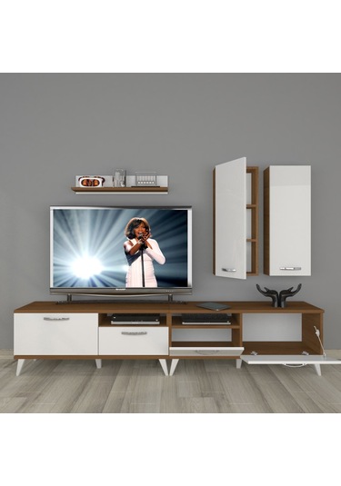 Decoraktiv Eko 5220d Slm Retro Tv Ünitesi Tv Sehpası Ceviz - Beyaz