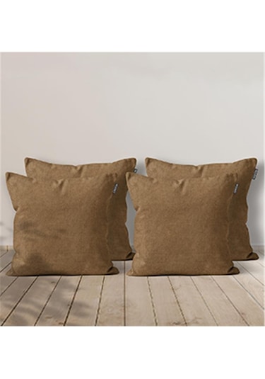 4'lü Kadife Dokulu Kırlent Kılıfı Camel-1988 - Camel