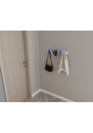 Hepsi3boyutlu Modern Duvar & Kapı Kanca Askılık - 5 Adet Mavi Kanca Askılık - Model No : 5 Mavi
