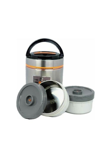 Paslanmaz Çelik Yemek Termos 3 Katlı Sızdırmaz Yemek Termosu Sefer Tası 1,9 Litre Inox
