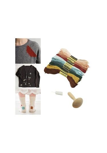 Suntek Manuel Dıy Örme Mantar Yama Alet Kiti, Çorap Atkıları Için İpliklerle Birlikte