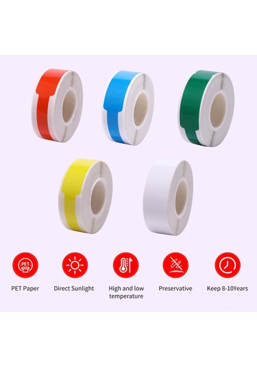Niimbot Termal Transfer Kablo Etiketi Çıkartması Pet Kağıt B18 Etiket Yazıcı Barkod Fiyat Boyut Adı Boş Etiketler Su Geçirmez Yırtılmaya Dayanıklı 14x120mm 55 Yaprak/rulo Fiyat Etiketi Ofis 1 Rulo