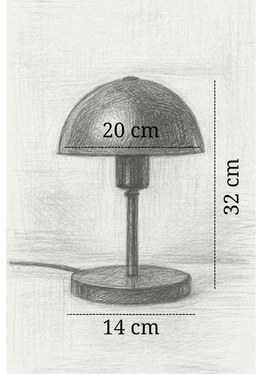 Modern Siyah Metal Masa Lambası Mantar Başlıklı Dekoratif Masa Ve Komodin Lambası Siyah