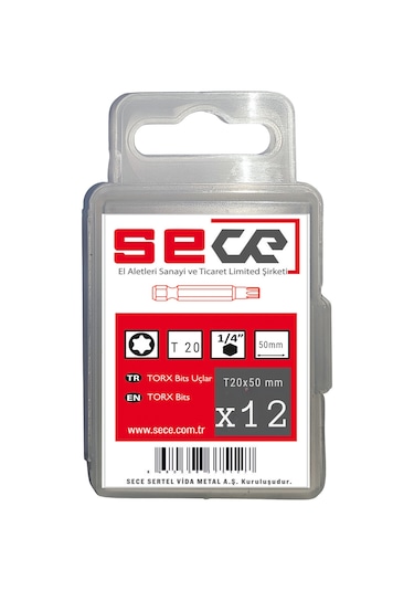 Sece 1/4'' Torx Bits Uç T20x50 Mm 12 Adet