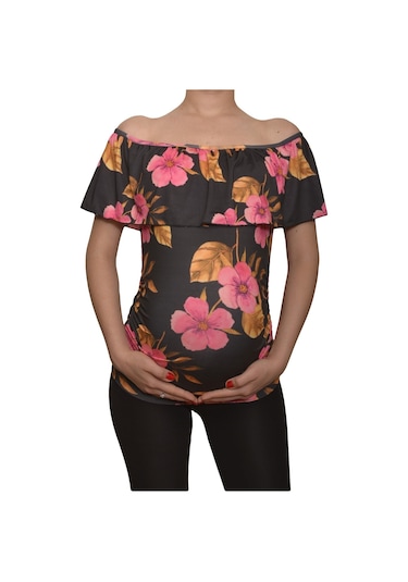 Luvmabelly Maternity 2513 Kayık Yaka Hamile Bluzu Çok Renkli