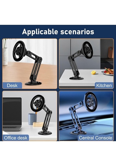 Pazly Universal 360 Manyetik Araba Telefon Tutucu, Mekanik Kol Selfie Çubuğu, Güçlü Sıkma, Yüksek Kalite Alüminyum