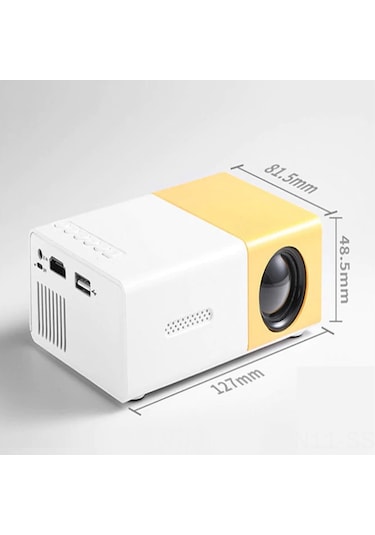 Springsun 800 Lumens Led Mini Projeksiyon Cihazı - 1080p Desteği, Ev Sineması, Akıllı Telefon/notebook Uyumlu, Sarı Renkli Taşınabilir Projeksiyon