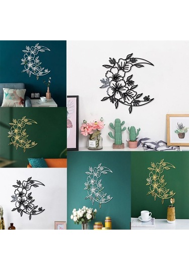 Ayna Duvar Sticker Ay Çiçek Sticker Black S Black S Diğer