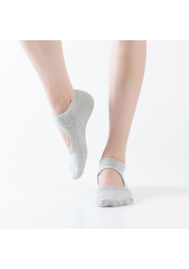 Gri Kadınlar İçin Yoga Çorap Moda Kaymaz Çorap Bale Pilates Dans Ev Kat Çorap