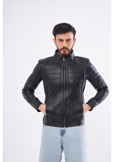 Derinss Der224 Hakiki Deri Erkek Siyah Mont 001