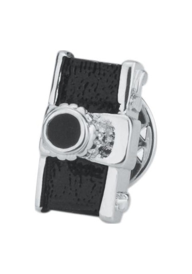 Magideal Suntek Siyah Retro Kamera Broş Gümüş