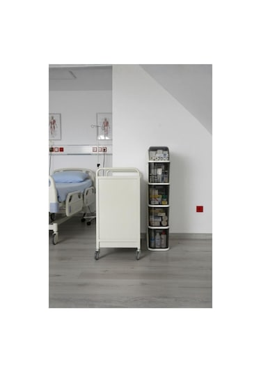 Piev Slim 5 Katlı Çekmeceli Tekerlekli Mutfak Ve Banyo Dolabı Beyaz
