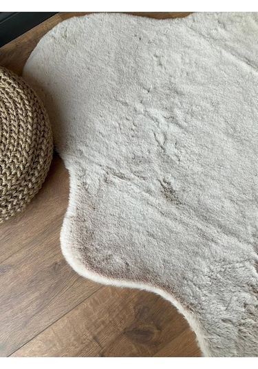 Saraz Halı Tavşan Tüyü Post Peluş Ultra Yumuşak Post Puffy Kum Beji