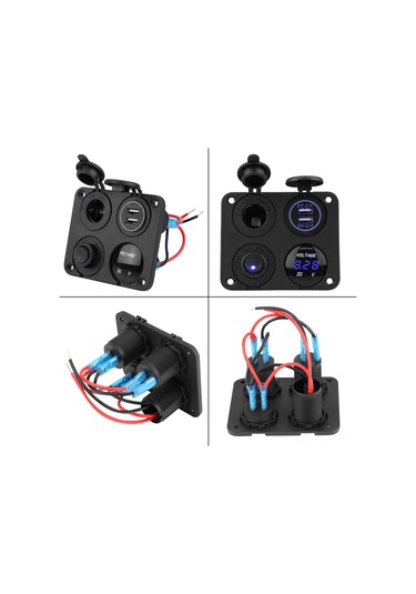 Geeroyoo 12-24v Araç Usb Şarj Cihazı, Voltmeter Ve Isıtıcı Soketi İle Kombinli Panel Yeşil Işık , Su Ve Toz Dayanıklı, Evrensel Uyumlu