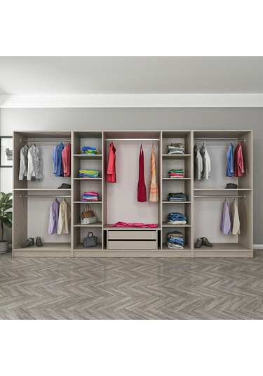 Kale 8 Bölmeli 2 Çekmeceli Giyinme Dolabı Kumtaşı 190cm Kumtaşı