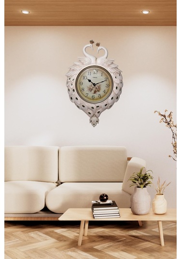 Duvar Saati Tavuskuşu Temalı Büyük Polyester Saat No.2 50 X 70 Cm çok Renkli