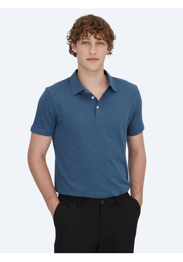 Kip Lacivert Polo Yaka %100 Pamuk T-shirt Lacivert