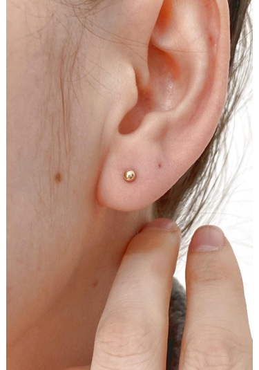 14 Ayar Altın Top Küpe 4 Mm Sarı
