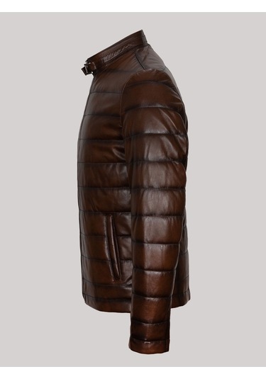 Hakiki Kuzu Derisi Fermuarlı Erkek Deri Mont Taba Taba