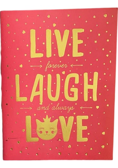 "live Forever Laugh And Always Love" Temalı Çizgisiz Defter Kırmızı