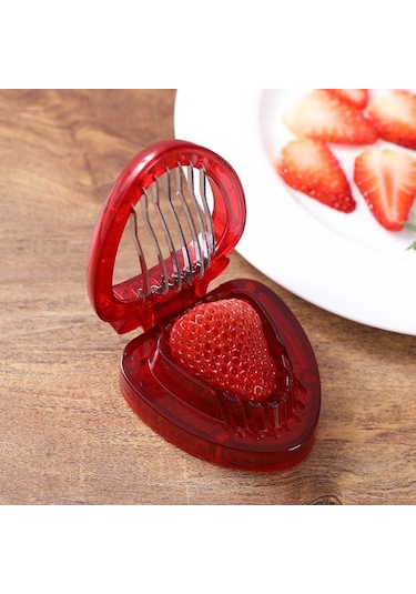 Çilek Dilimleme Kesici Çilek Tart Çilek Soyucu Meyve Yaprağı Kök Sökücü Salata Kek Yumurta Araçları Mutfak Aksesuarları Kırmızı