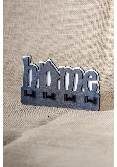 Cajuart Dekoratif Home Yazılı Ahşap Anahtarlık Hol Anahtar Askı