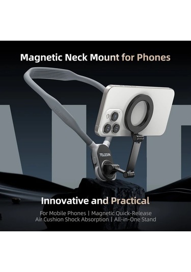 Xuweiwei Telesın Gri Manyetik Tutucu Non Shaking Multi Angle Rotating Gray Telefon Askılık Boyun Askısı Pembe