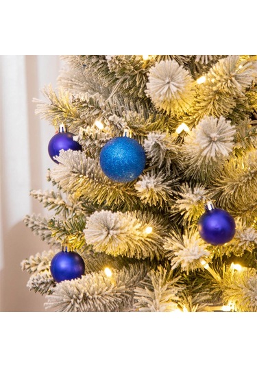 Yaozixa Bahçe İçin Elektrikli Kayın Ağacı - Mavi Kar Manzaralı, 8 Fonksiyonlu Isınma Işıkları Ve Su Geçirmez Pil Kutusu Tekli Paket