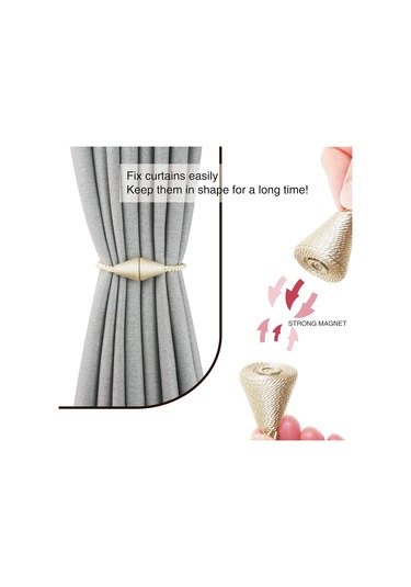 2'li Bej Manyetik Perde Askısı Halat Modern El Yapımı Perde Bağlama Dekoratif Perde Kumaş Askısı Pencere Dekoru İçin Diğer