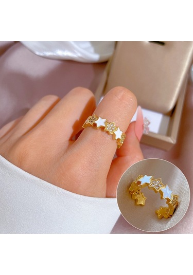 Ayarlanabilir Açıklığa Sahip Zarif Zirkon Yüzük No.27 Çok Renkli