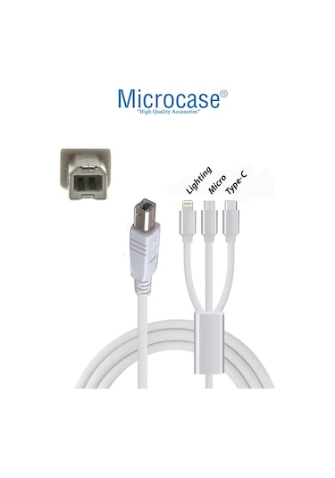 3in1 Lighting-Type-C-Micro USB Yazıcı Kablosu AL3192