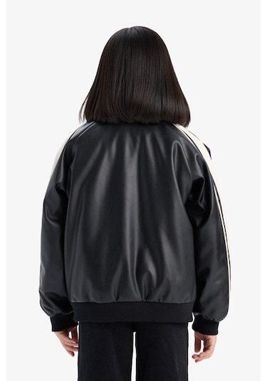 DeFacto Kız Çocuk Su İtici Kolej Yaka Bomber Mont D6924A825SPBK27 Siyah