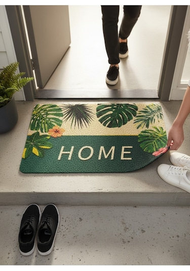 Hijyenik Kıvırcık Paspas 40x60 Cm - Islaklık Emici Kapı Önü Paspası Yeşil