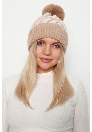 Zebra Desen Kadın Bere Rkş-21 Camel Camel