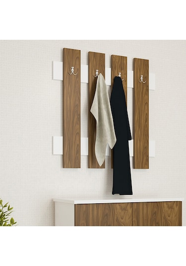 Modilayn Fulya Duvar Elbise Askılık, Banyo, Mutfak, Ofis, Kapı Arkası Askılık, Ceviz Beyaz Beyaz - Ceviz