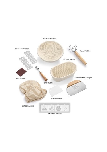 Maoyaya Astarlı Premium Yuvarlak Ekmek Banneton Sepeti - 10 İnç Yuvarlak/oval Doğal Renk Brotform Doğal Renk