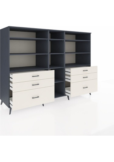 Kronos Dolap 10 Raflı 6 Çekmeceli 220x59x163 Antrasit-antrasit/a Antrasit-antrasit/aytaşı
