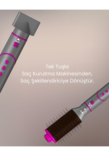 Mieco Aria 8 In Iyon Özellikli 1 Saç Kurutma Ve Şekillendirme Seti Pink
