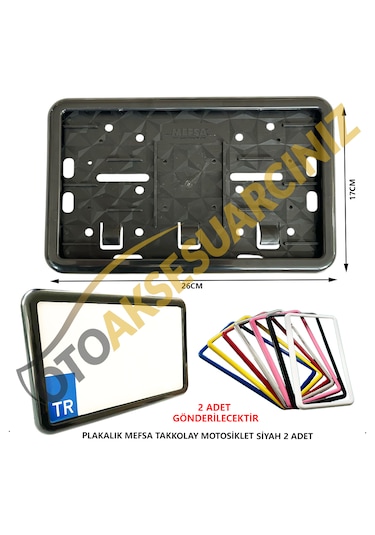 Plakalık Plastik Tak Kolay Motor Motosiklet Siyah Çerçeveli 2 Ad