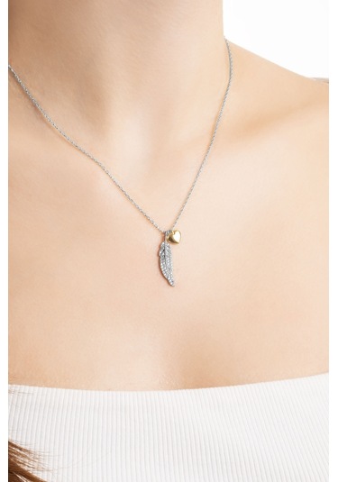 So Chic Mistik Tüy 18 Ayar Beyaz Altın Kaplama 45 Cm Gümüş Kolye Rodyum