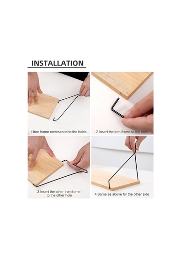 Qingmipy "rustik Ahşap Raf - Metal Askılı Çok Amaçlı Duvar Rafı 3 Boyut, 5 Renk Seçeneği " Siyah