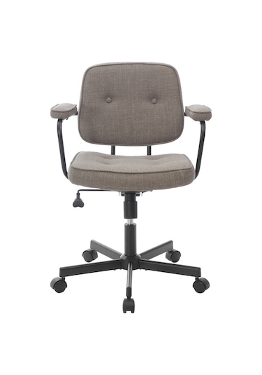 Button Çalışma Sandalyesi Kumaş - Koyu Vizon 62x77-87x60 Cm Bej