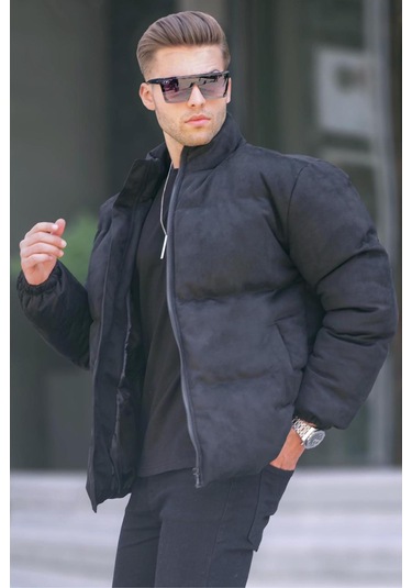 Madmext Siyah Nubuk Erkek Şişme Mont 6802-siyah Siyah