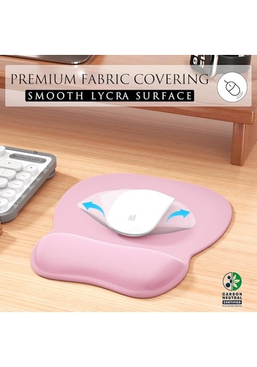 Hafızalı Köpük Bilek Desteğine Sahip Ergonomik Mouse Pad, Dizüstü Bilgisayar İçin Rahat Mouse Pad, Ağrıyı Hafifleten Bilek Desteği, Düz Pembe Çok Renkli