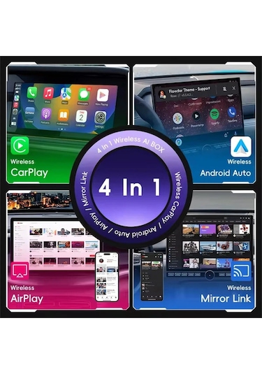 Yeni Nesil Usb 4in1 Kablosuz Carplay & Android Auto Smart Box 10"
