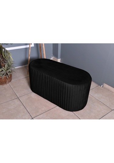 Velluto Lungo Puf-siyah 90 Cm Kapitoneli Uzun&oval Puf&bench&koltuk&pofuduk Makyaj Puff